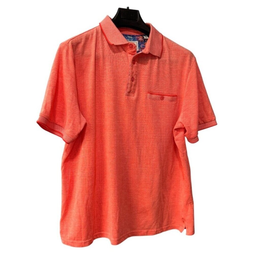 Robert Graham Shirt Mens size XL Orange / coral Polo Classic Fit Short Sleeve